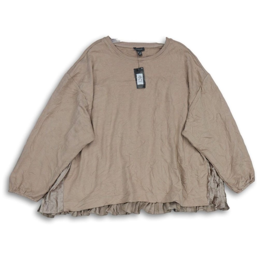 NWT PRIMARK LONG SLEEVE ROUND NECK PLEATED BACK SWEATSHIRT NUDE 2XL (18-20)